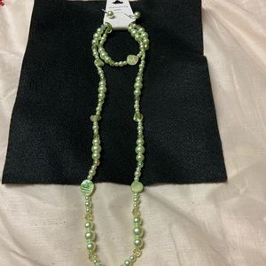 Green faux pearl set